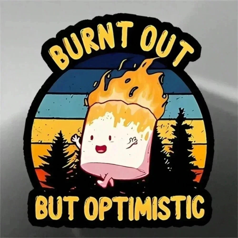 Large vinyl sticker multicolored optimistic backpack marshmallow funny black whi